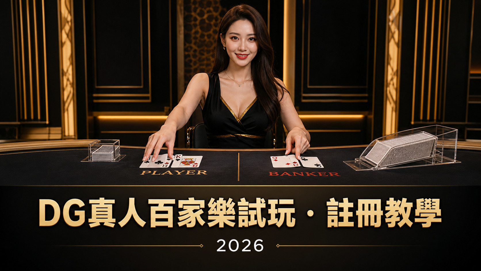 DG真人百家樂試玩與註冊教學封面,真人荷官於視訊攝影棚現場發牌
