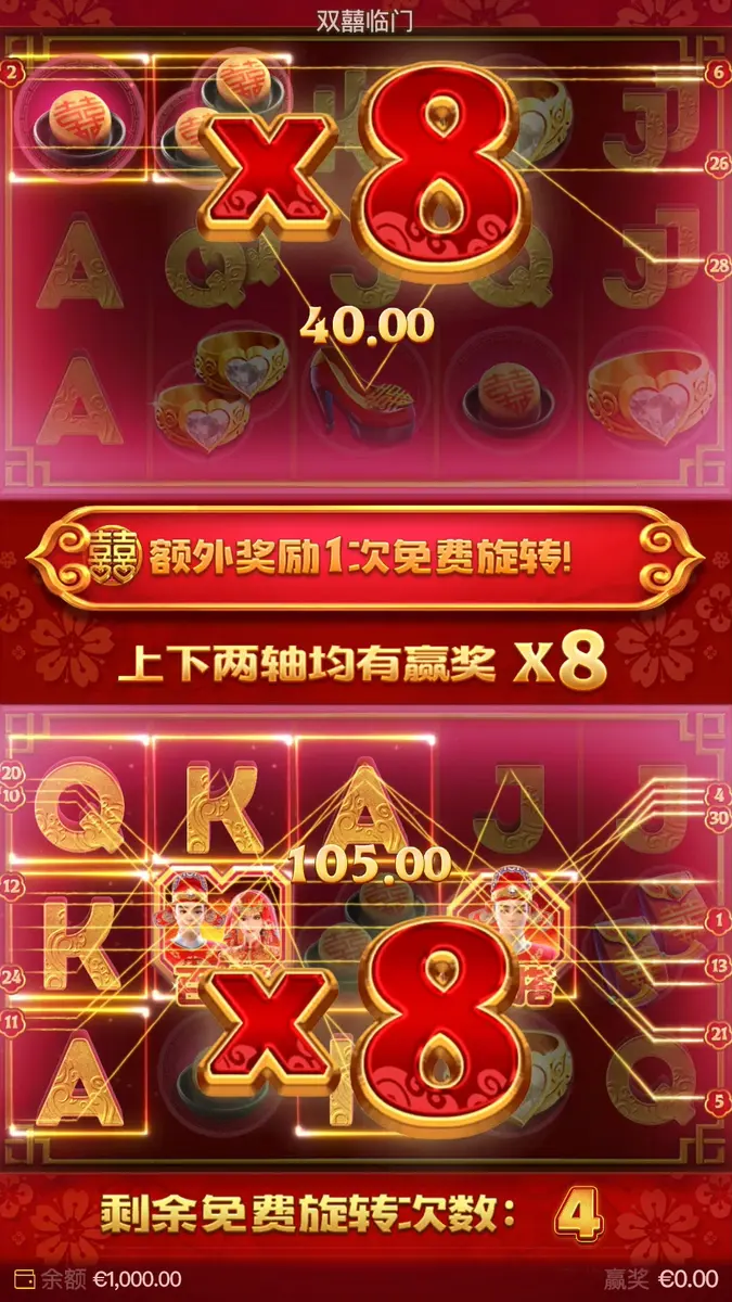 雙囍臨門 (Double Fortune) 遊戲概覽 - 免費旋轉畫面